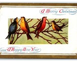 Singing Birds On Branch Merry Christmas Happy New Year Unused DB Postcar... - $4.42