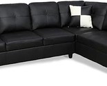 Genesis Sectional Sofa L-Shape-Pu Leather, Right Facing, Black - £1,373.09 GBP