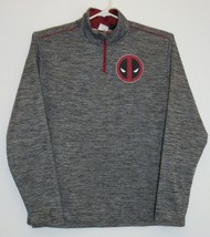 Marvel 1/4 zipper Deadpool Men's Pullover Heather Gray Long Sleeve Size 38/40 M - £44.37 GBP