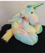 Plush Appeal LLC Unicorn Plush Stuffed Animal Floppy Tie Dye Blue Yellow... - £31.13 GBP
