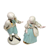 Antique Colonial Couple Porcelain Figures Green White Gold Décor 5.75&quot; - $28.05 CAD