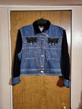 Small Vintage Palmer Australia Velvet &amp; Denim Jacket With Beadwork Detai... - £47.00 GBP