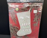 New JANLYNN Christmas Cross Stitch Quilt Block Stocking w/ Name Kit #50-525 - $16.83