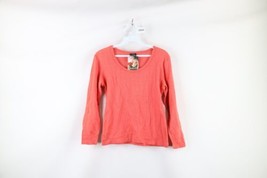 NOS Vintage Y2K Streetwear Womens Medium Striped Knit Long Sleeve T-Shirt Pink - £47.33 GBP