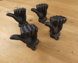 4 Cast Iron Hand Wall Mounted Hook Door Knob Pulls Thumbs Up **CHIPPED P... - $26.99
