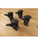 4 Cast Iron Hand Wall Mounted Hook Door Knob Pulls Thumbs Up **CHIPPED P... - $37.03 CAD