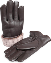 Men&#39;S Premium Shearling Sheepskin Fur Lined Leather Gloves - £62.01 GBP