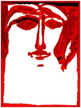 1949.Face shaped red drawing 18x24 Poster.Fun customize.Home studio room design  - £12.93 GBP+
