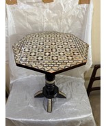 Handmade 16&quot; Wooden Chess Table - Ebony &amp; Mother of Pearl Inlay - Egypti... - $445.00