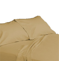 15 &quot; Pocket Beige Stripe Sheet Set Egyptian Cotton Bedding 600 TC choose... - £51.90 GBP