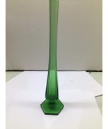 Rose Vase 12 1/2&quot;Vintage Mid Century Glass Bud Vase Avocado Green - $15.84