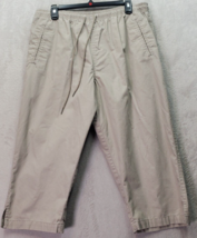 Hasting &amp; Smith Capri Pants Womens Large Khaki Leg Slit Elastic Waist Drawstring - £13.95 GBP