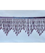 5&quot; Purple CHEVRON Glass Seed Bugle ACRYLIC Bead Fringe Trim Variegated - £13.45 GBP