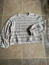 Madewell Cropped balloon sleeve multicolor striped sweater size M - £37.38 GBP