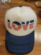 LOVE Red White &amp; Blue Patriotic Truckers Style Mesh Snap Back Hat - £8.89 GBP