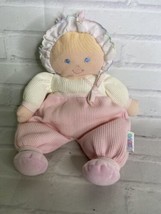 Eden First Baby Doll Thermal Pink Plush Blonde Blue Eyes Waffle Knit Lov... - $34.65