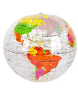 2 INFLATABLE 16 INCH CLEAR WORLD GLOBE inflate earth ball sphere map school - $12.89 CAD