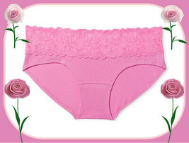 XXL  Pink Wide Stretch Lace Waist Cotton Victorias Secret Hiphugger Brief Panty - £8.69 GBP