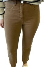 Risen Raw Hem Side Slit Straight Jeans Cocoa - $38.00