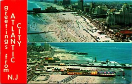 Greetings From Atlantic City New Jersey NJ Vtg Chrome Postcard Q15 - £2.33 GBP