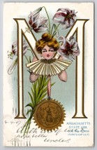 Massachusetts State Girl Seal And Flower Turks-Cap Lily Postcard X23 - $14.95