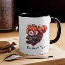 Adorable Skydiving Red Panda Custom Text Coffee Mug - $11.99