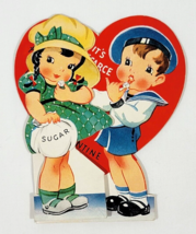 1940&#39;s Cute Sailor With Girl Fold Open Stand Up Valentine - $9.90