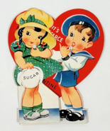 1940&#39;s Cute Sailor With Girl Fold Open Stand Up Valentine - $13.58 CAD