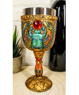 Egyptian Beetle Scarab Amulet Messenger Of Eternity 6oz Wine Goblet Chal... - $32.58 CAD