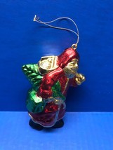 Vtg Red, Gold, Green Resin Santa Christmas Holiday Ornament - £16.38 GBP