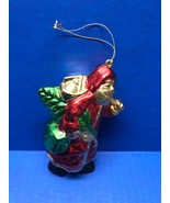 Vtg Red, Gold, Green Resin Santa Christmas Holiday Ornament - £16.13 GBP