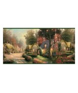 Thomas Kinkade Cottage Village COBBLESTONE Green Trim Wallpaper Border T... - $23.28 CAD