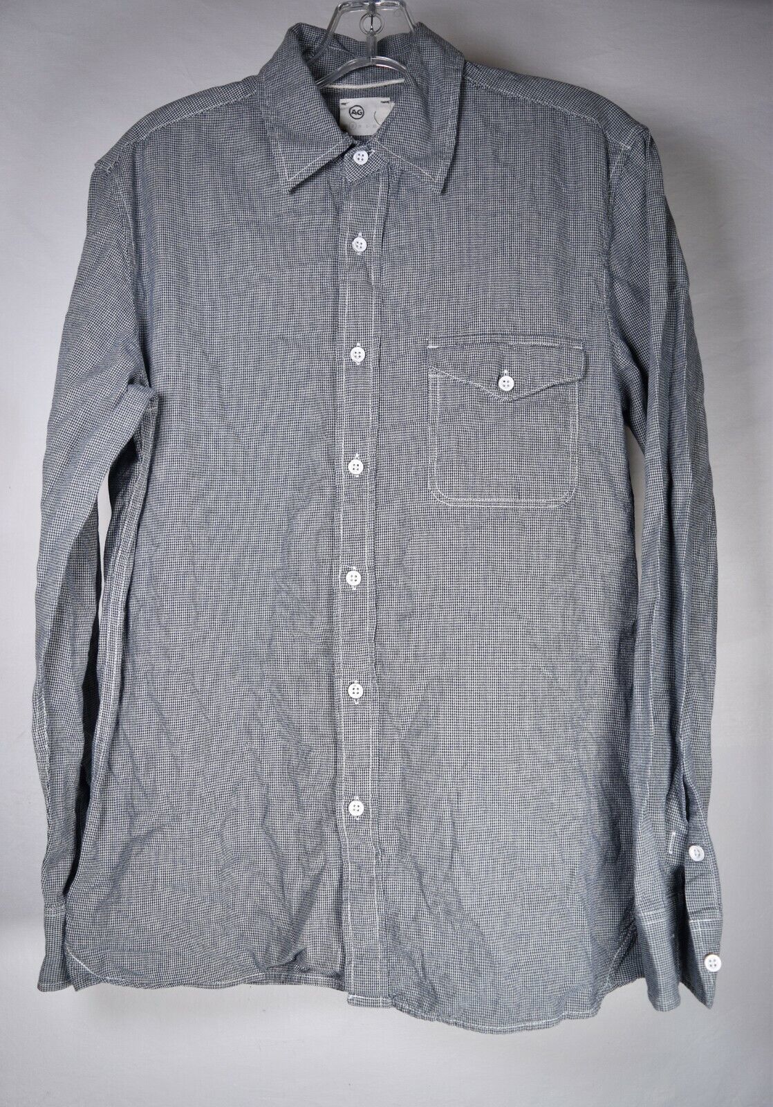 Primary image for AG Adriano Goldschmied Mens Shirt Herringbone Button Down LS Top S Gray