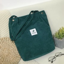Canvas Bag Women New Corduroy Shoulder Bags Fashion Outdoor Leisure Shopping Bag - £10.32 GBP