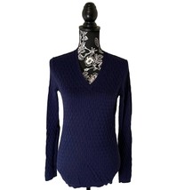 Tommy Hilfiger Cotton Blend Cable Knit V-Neck Sweater Royal Blue - Size ... - £16.74 GBP