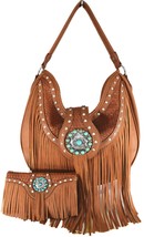 Western Cowgirl Concealed Carry Fringe Cow Purse Handbag Hobo Messenger Shoulder - £38.76 GBP