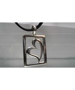 .925 Sterling Silver Framed Heart Pendant - Free Shipping ! - $30.99
