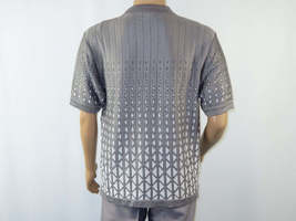 Men Silversilk 2pc walking leisure suit Italian woven knits 3115 Gray White image 5