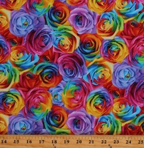 Cotton Rainbow Roses Ombre Flowers Floral Nature Fabric Print by Yard D480.39 - £10.35 GBP