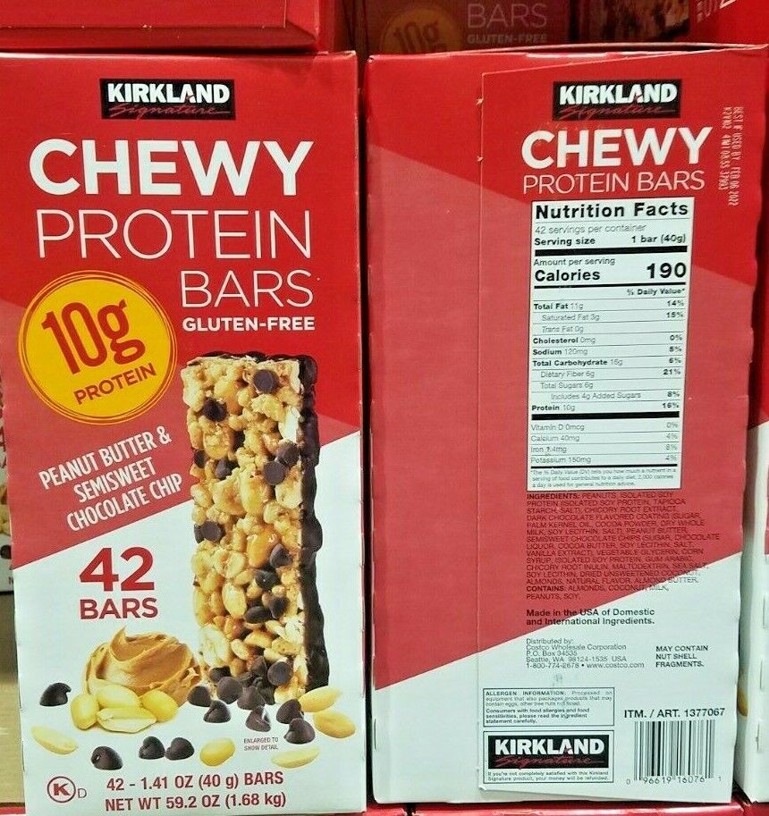Primary image for 2 PACK  KIRKLAND CHEWY PROTEIN BARS PEANUT BUTTER & SEMISWEET CHOCOLATE CHIP