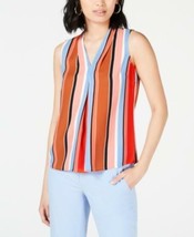 MSRP $59 Bar Iii Striped Inverted-Pleat Blouse Natural Size XS - £10.80 GBP