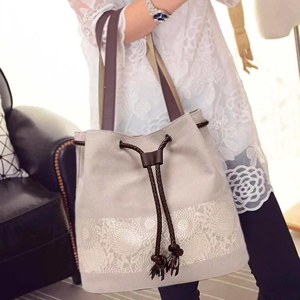 Ladies Fashion Handbags Drawstring Tote Handbags Casual Large-capacity Tempeent  - $65.94