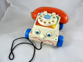 Vtg 1961 Fisher Price Pull Toy Moving eyes Phone #747 Made In USA - $11.87