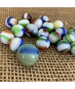 Vintage 50s Green Red White Blue Marbles with Shooter (16) - £23.70 GBP