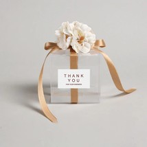 10/20/50pcs Transparent Gift Bags Thank You  Flower Ribbon Wedding Souvenirs for - £136.15 GBP