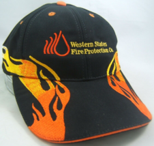 Western States Fire Protection Hat Black Flame Hook Loop Baseball Cap - £10.70 GBP