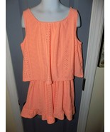 JUSTICE Orange (Peach) Sleeveless Eyelet Romper Size 12 Girl&#39;s EUC - £16.57 GBP