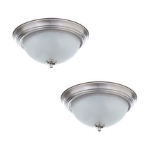 Commercial Electric 11 in. 1-Light Brushed Nickel Frosted Glass Shade 2-Pack - £20.96 GBP