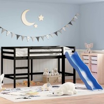 Kids&#39; Loft Bed with Slide Black 90x190 cm Solid Wood Pine - £139.57 GBP