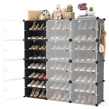 Portable Shoe Rack Organizer With Door, 48 Pairs Shoe Storage Cabinet Easy Assem - £108.68 GBP